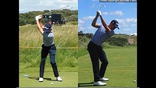 Justin Thomas golf swing  Long Iron faceon amp downtheline July 2017 [upl. by Komarek]