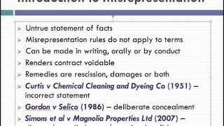 Misrepresentation Lecture 1 of 4 [upl. by Grevera]